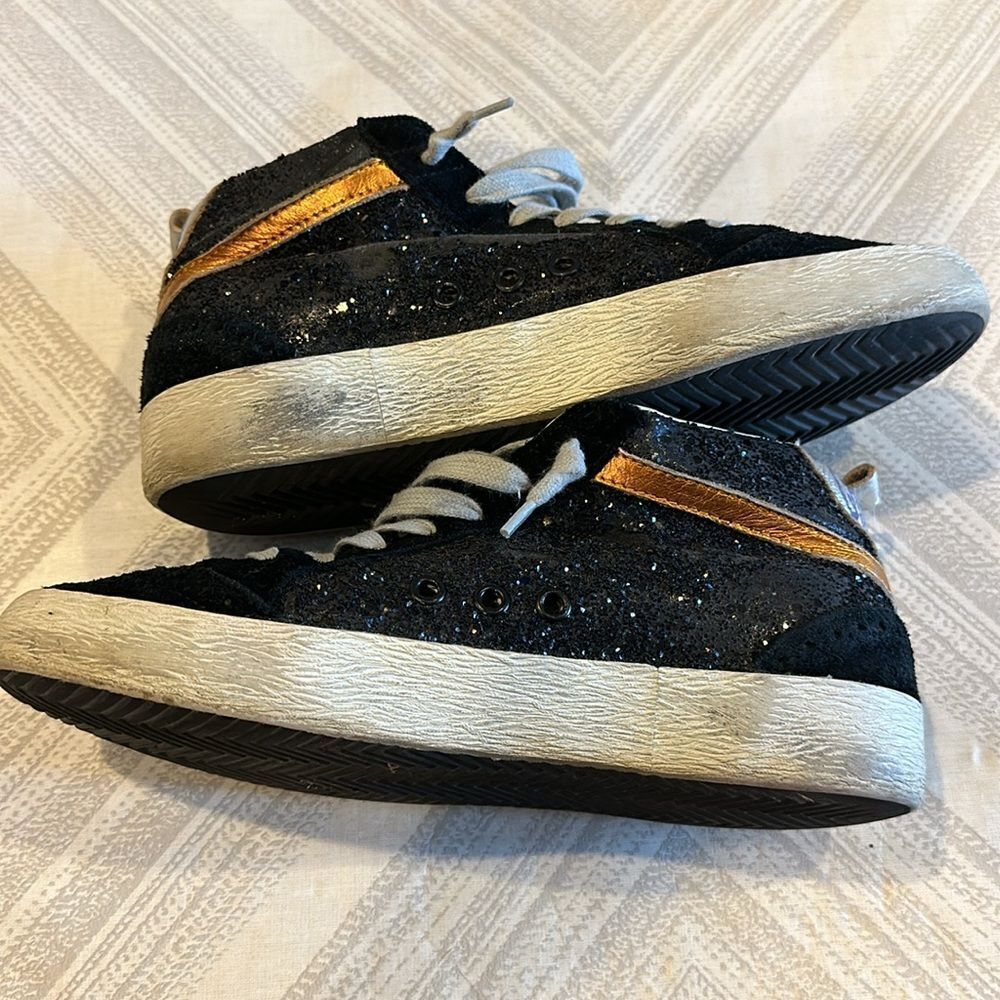 Golden Goose Mid Star Black Glitter and Silver Star Sneakers - Size 37 - Picture 5 of 12